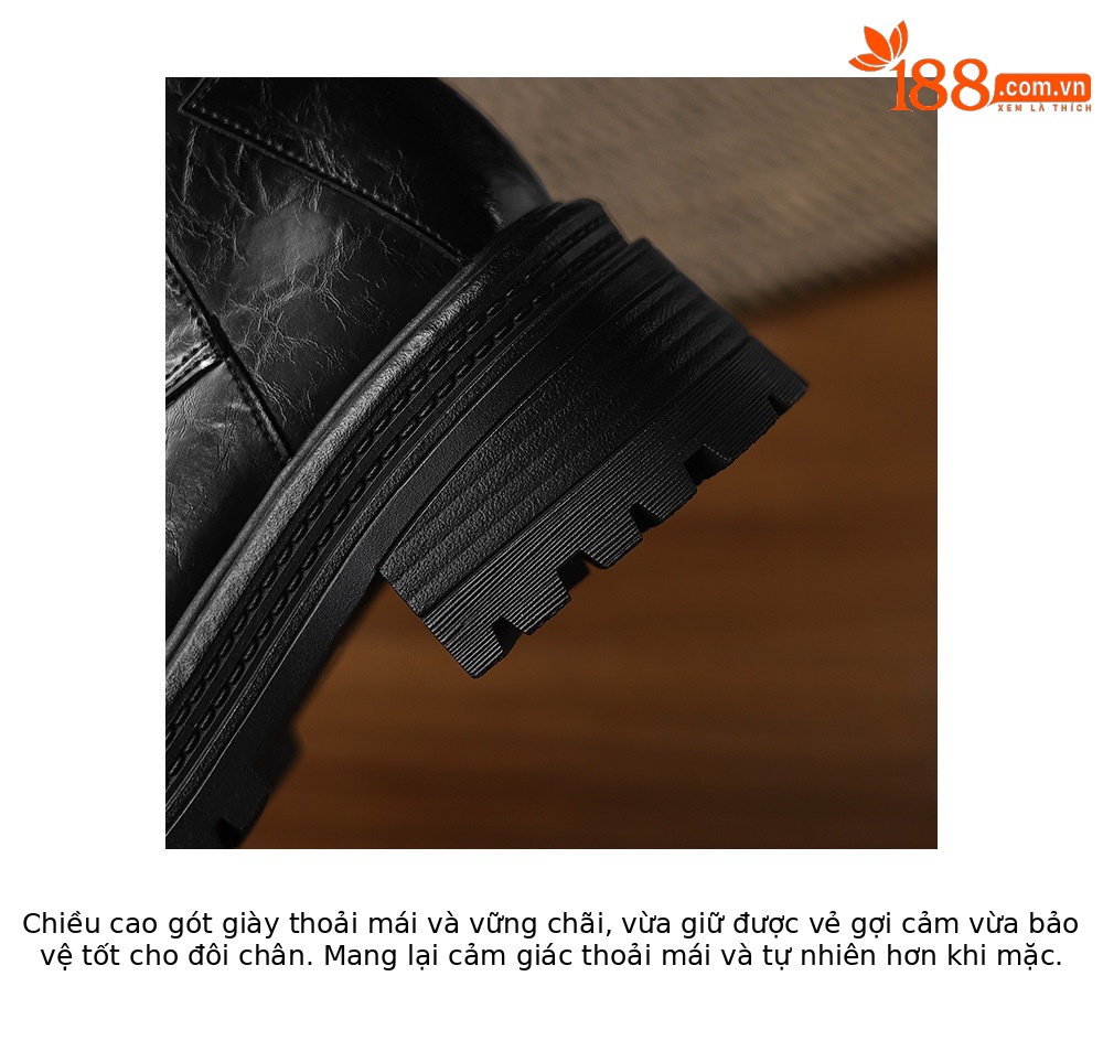 Boot Martin nữ gót dày buộc dây đế tăng chiều cao phong cách Maillard thu đông 2025 — Lớp lót nhung đen, Nhung nâu, Lớp lót đơn màu đen, Lớp lót đơn màu nâu chi tiết 21