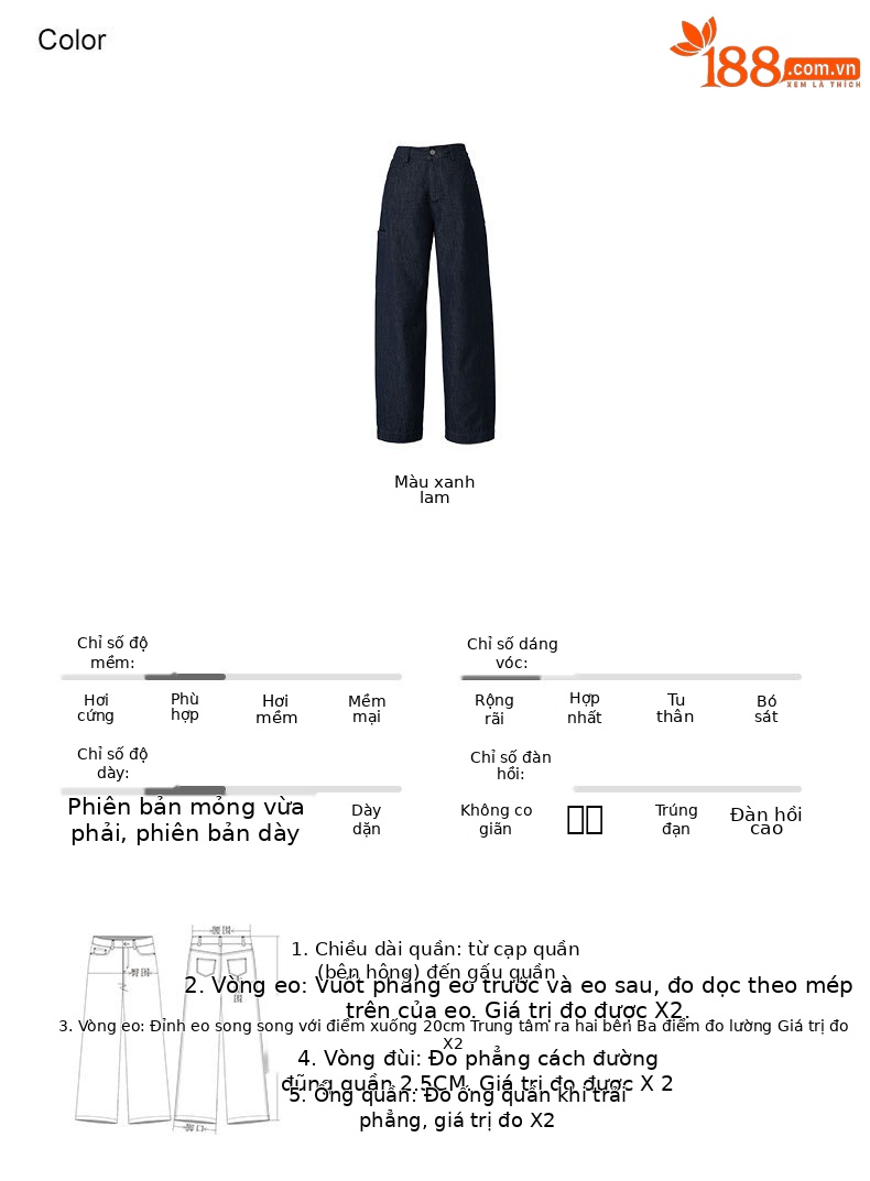 Quần jean ống rộng nữ dáng rộng cạp cao chất Modal mềm mại — màu xanh chi tiết 5