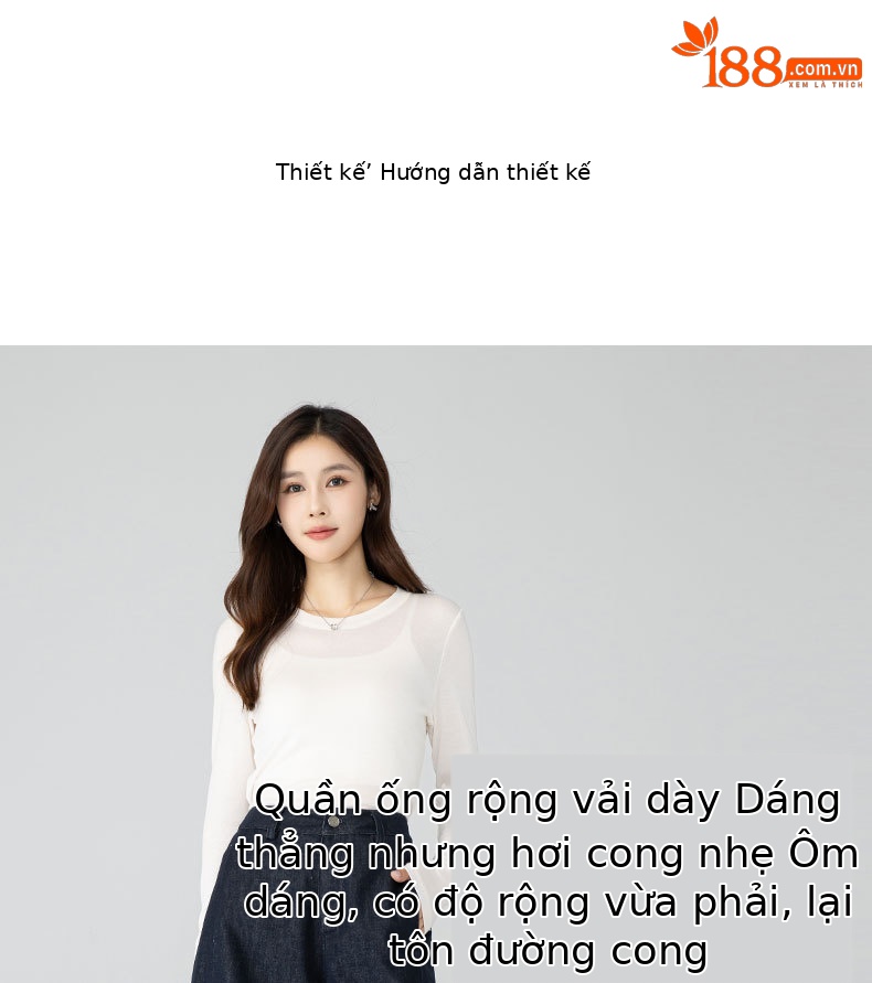 Quần jean ống rộng nữ dáng rộng cạp cao chất Modal mềm mại — màu xanh chi tiết 8