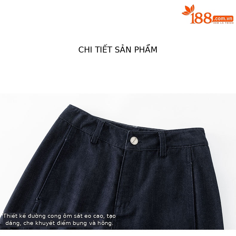 Quần jean ống rộng nữ dáng rộng cạp cao chất Modal mềm mại — màu xanh chi tiết 13