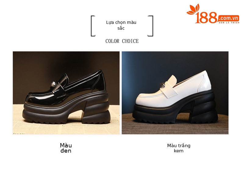 Giày lười nữ đế xuồng tăng chiều cao phong cách JK mũi vuông — màu be chi tiết 2