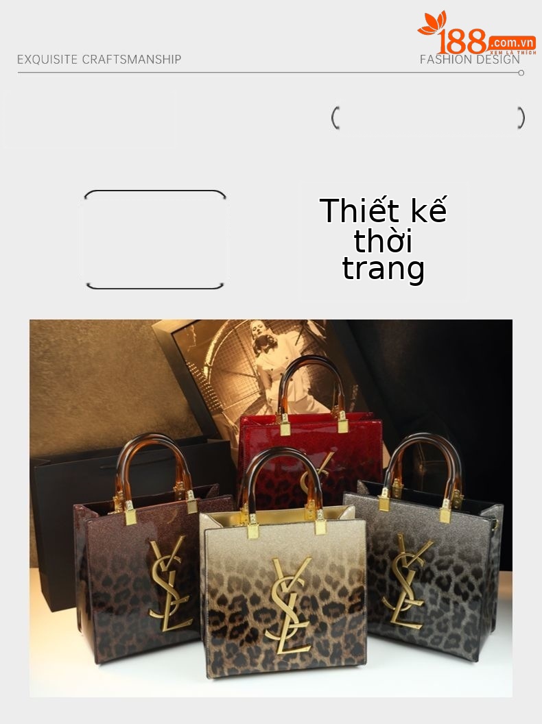 Túi xách tay đeo chéo nữ da báo cao cấp — vàng, đen, rượu vang đỏ, vàng hồng chi tiết 4