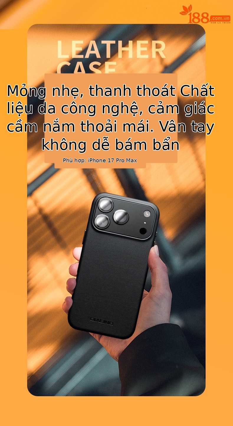 Ốp lưng da từ tính chống rơi cho iPhone 17 Pro Max — iPhone17 pro max phiên bản chính thức màu đen từ tính, iPhone17 pro phiên bản chính thức màu đen từ tính, iPhone17 air chính hãng màu đen từ tính, iPhone17 phiên bản chính thức màu đen từ tính chi tiết 4