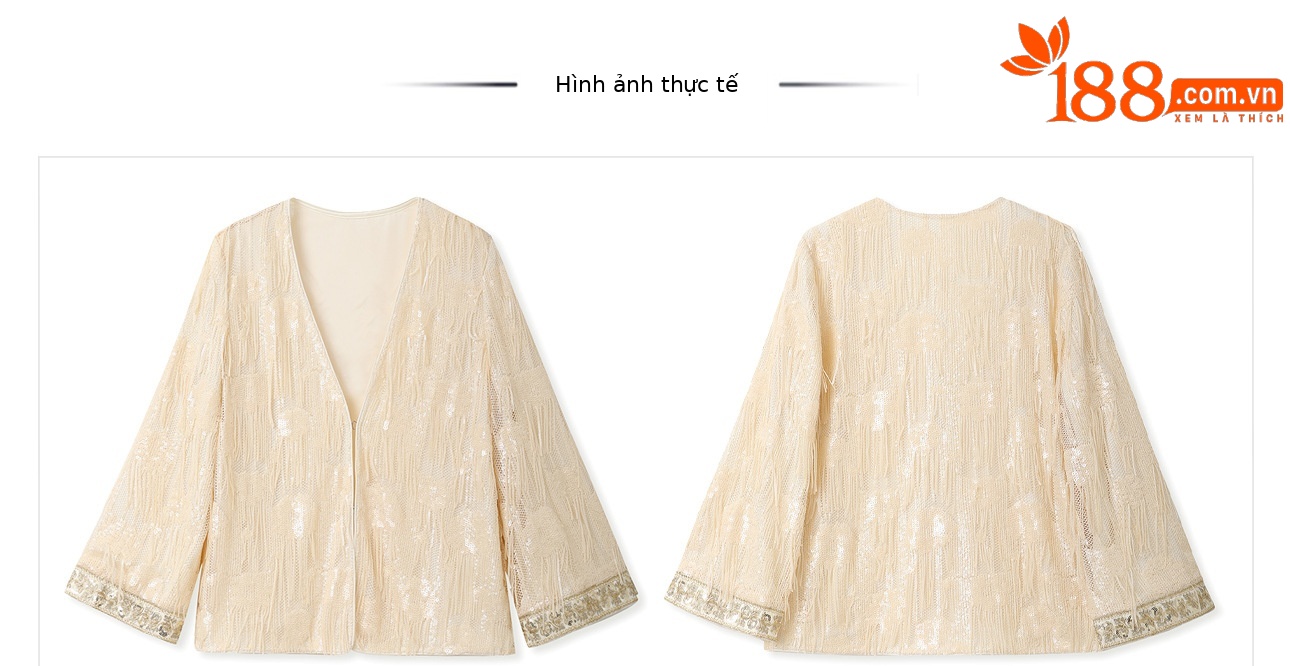 Áo khoác cardigan nữ cổ chữ V thêu tua rua — mơ chi tiết 16