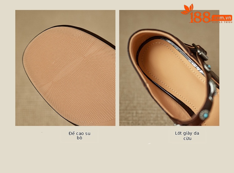 Giày Mary Jane nữ quai ngang gót thấp 3.5 cm phong cách Pháp — màu nâu chi tiết 6