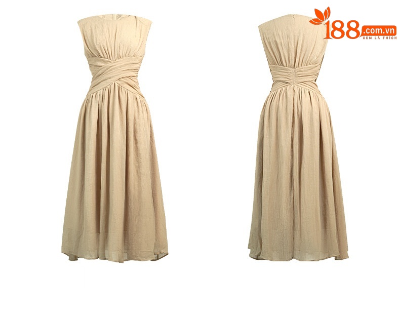 Đầm maxi nữ không tay chéo eo phong cách thanh lịch — đen chi tiết 6