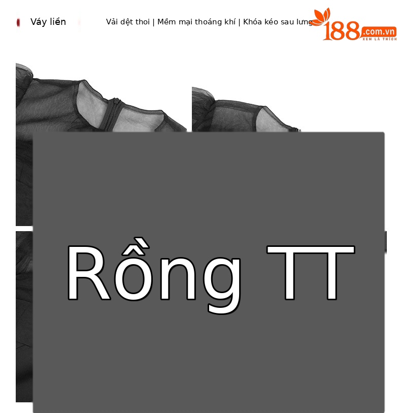 Váy chữ A thắt eo phong cách Pháp cổ tròn lưới xuyên thấu — đen chi tiết 3
