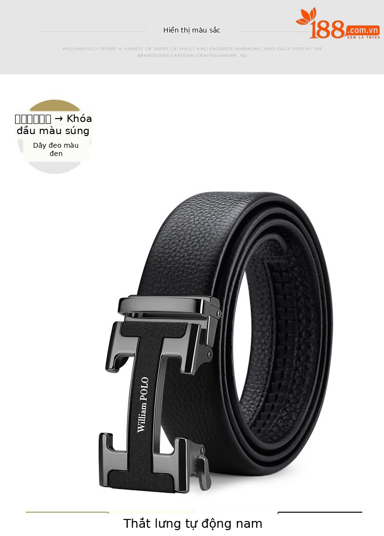 Thắt lưng nam da thật cao cấp khóa chữ I tự động — 120cm, 130cm, 110cm, 125cm chi tiết 10