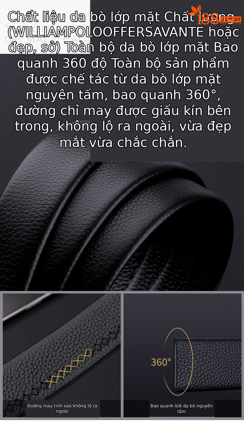 Thắt lưng nam da thật cao cấp khóa chữ I tự động — 120cm, 130cm, 110cm, 125cm chi tiết 7