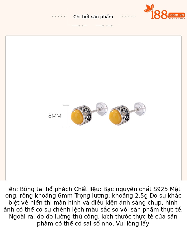Bông tai bạc S925 hình tổ ong retro cổ điển, mặt tròn khắc chữ thần chú — một cặp chi tiết 3