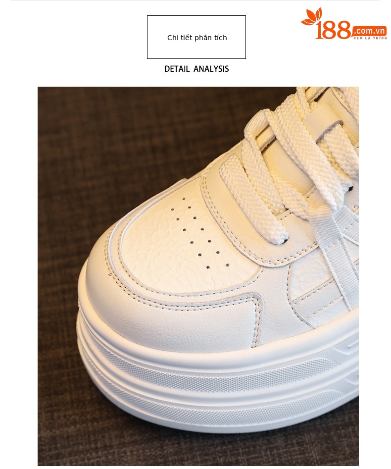 Giày sneaker nữ chunky đế dày trắng đa năng HJ5003, tăng chiều cao 9.5 cm — Màu be đen chi tiết 6