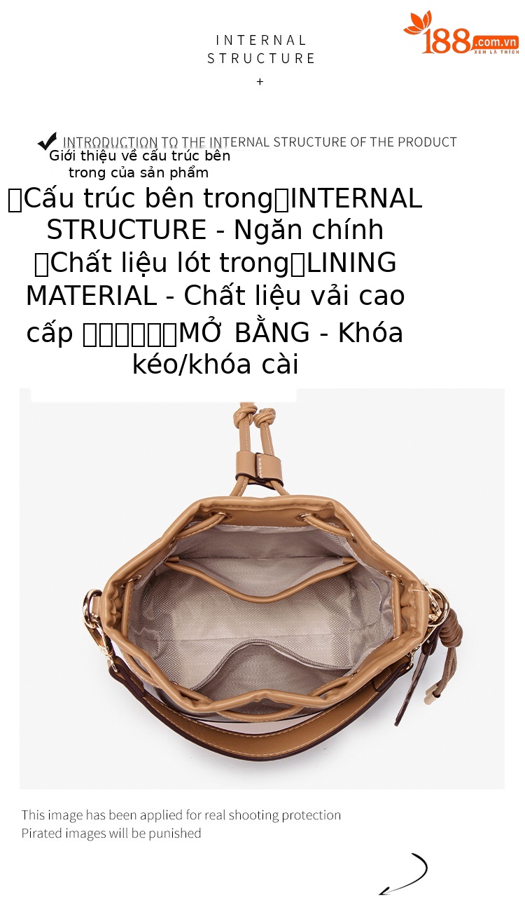 Túi bucket nữ rút dây cao cấp 2026 – túi đeo chéo dung tích lớn, phù hợp mùa hè chi tiết 8