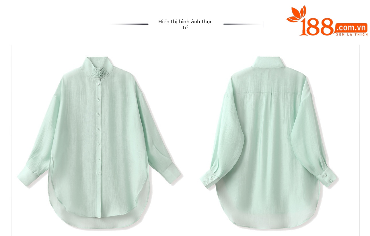 Bộ áo sơ mi và chân váy phong cách Trung Hoa cổ đứng nút bấm N8023 — váy xanh, áo sơ mi chi tiết 13