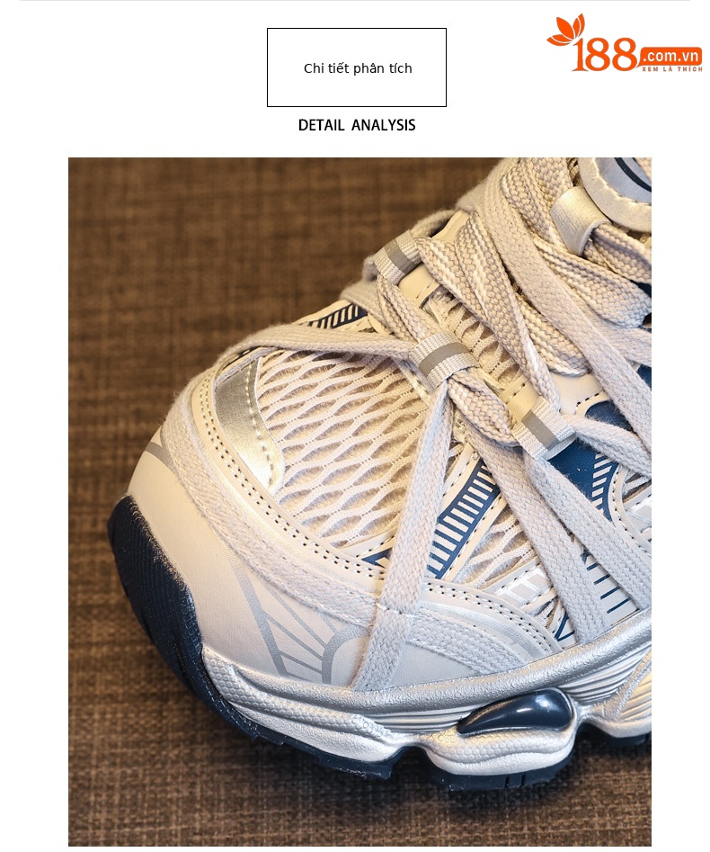 Giày thể thao nữ đế dày lưới thoáng khí phong cách retro chunky sneaker — xanh xám chi tiết 7