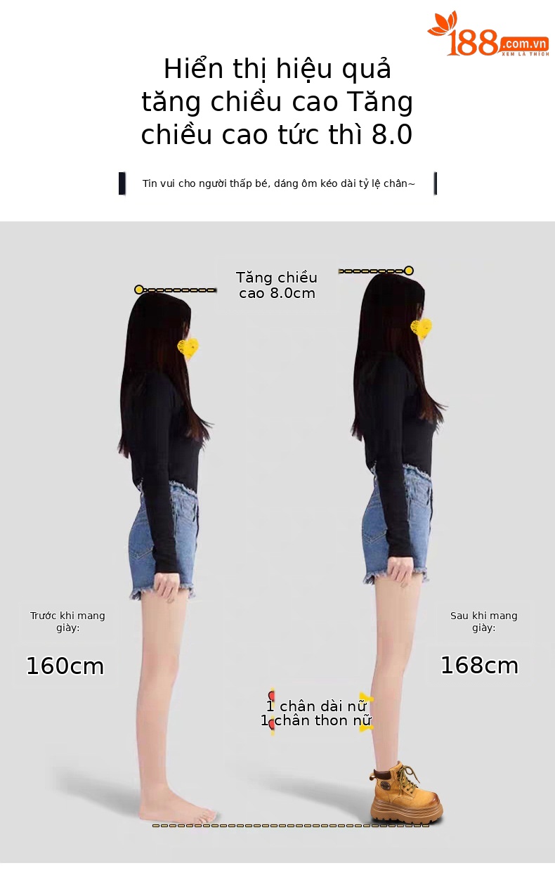 Giày boot nữ đế dày tăng chiều cao kiểu mới mùa thu, phong cách xe máy cổ ngắn — màu vàng sa mạc chi tiết 4