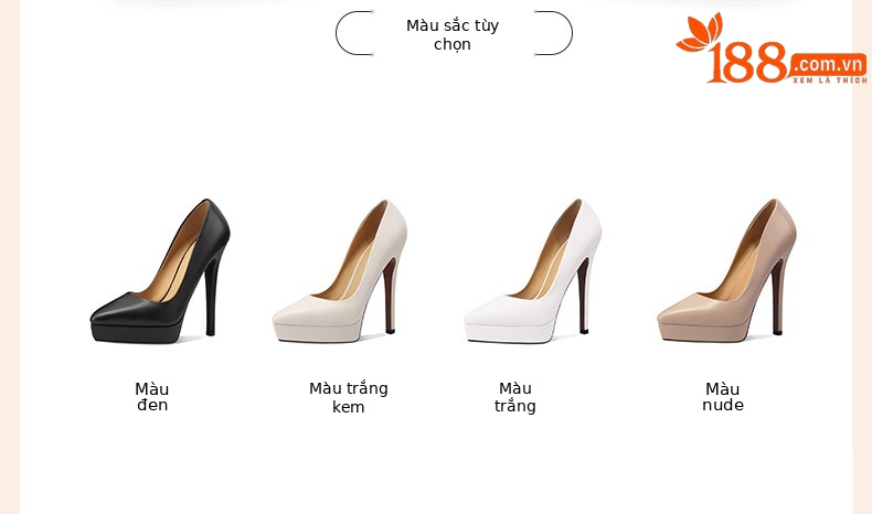 Giày cao gót nữ mũi nhọn da thật gót siêu cao 14 cm đế platform — Màu nude 10CM chi tiết 1