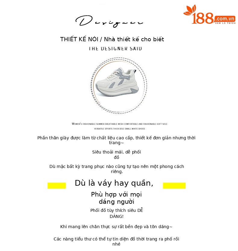Giày sneaker nữ đế dày tăng chiều cao phong cách A-Gan mới thu đông 2025 — M2918 màu xám, M2918 màu vàng, M2918 màu xanh chi tiết 4