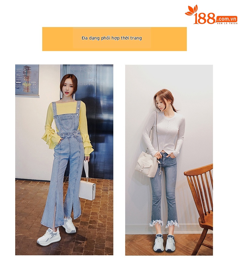 Giày sneaker nữ đế dày tăng chiều cao phong cách A-Gan mới thu đông 2025 — M2918 màu xám, M2918 màu vàng, M2918 màu xanh chi tiết 6