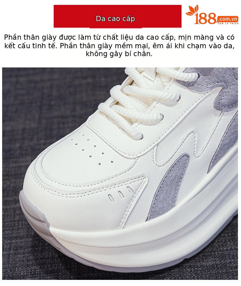 Giày sneaker nữ đế dày tăng chiều cao phong cách A-Gan mới thu đông 2025 — M2918 màu xám, M2918 màu vàng, M2918 màu xanh chi tiết 7