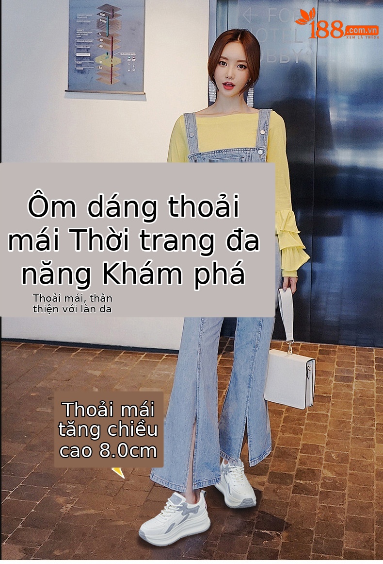 Giày sneaker nữ đế dày tăng chiều cao phong cách A-Gan mới thu đông 2025 — M2918 màu xám, M2918 màu vàng, M2918 màu xanh chi tiết 1