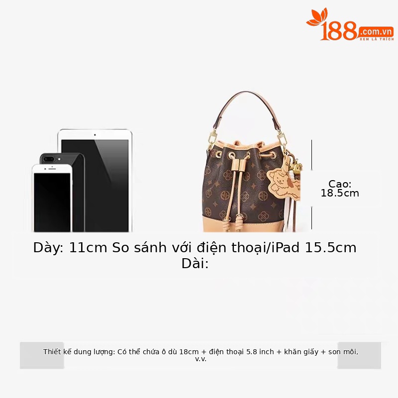 Túi bucket nữ rút dây thời trang hè 2026 dung tích lớn