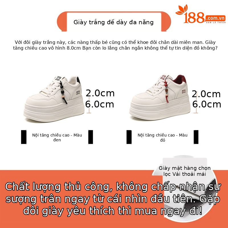 Giày sneaker nữ đế dày trắng siêu nhẹ tăng chiều cao HY9856 — đen