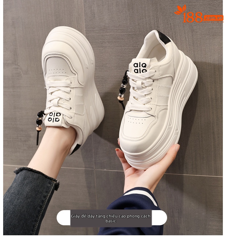 Giày sneaker nữ đế dày trắng siêu nhẹ tăng chiều cao HY9856 — đen chi tiết 1