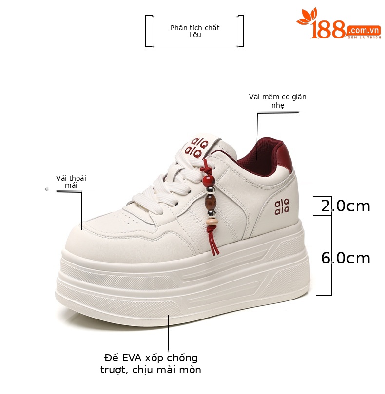 Giày sneaker nữ đế dày trắng siêu nhẹ tăng chiều cao HY9856 — đen chi tiết 3