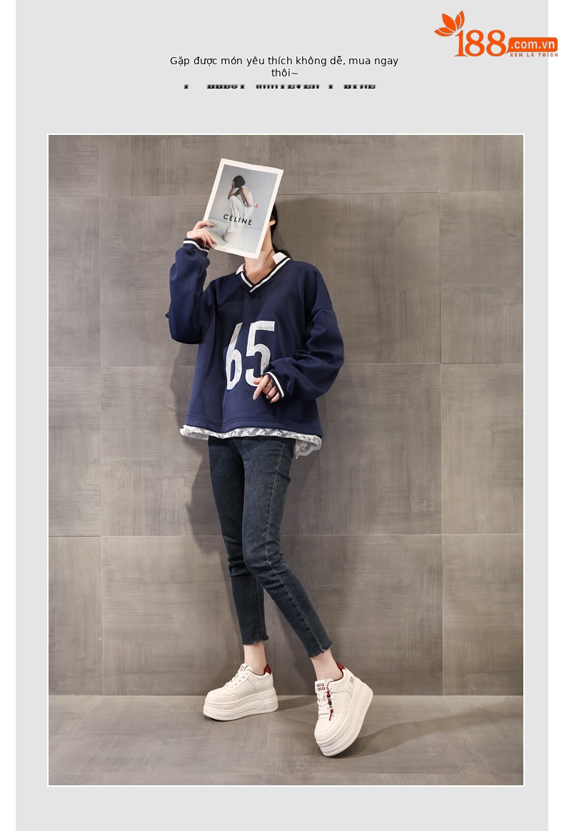 Giày sneaker nữ đế dày trắng siêu nhẹ tăng chiều cao HY9856 — đen chi tiết 6