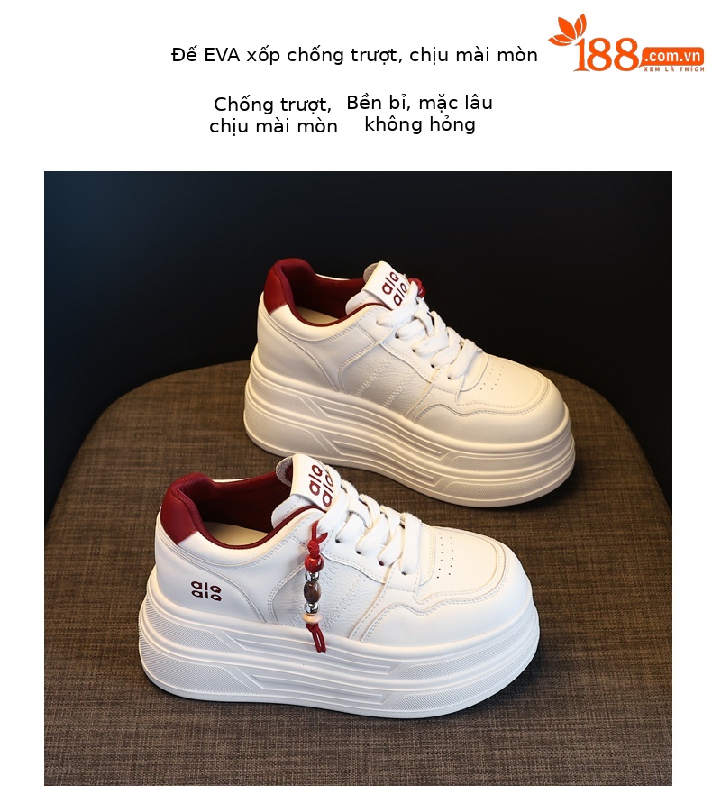 Giày sneaker nữ đế dày trắng siêu nhẹ tăng chiều cao HY9856 — đen chi tiết 10