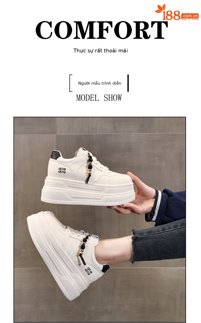 Giày sneaker nữ đế dày trắng siêu nhẹ tăng chiều cao HY9856 — đen chi tiết 11