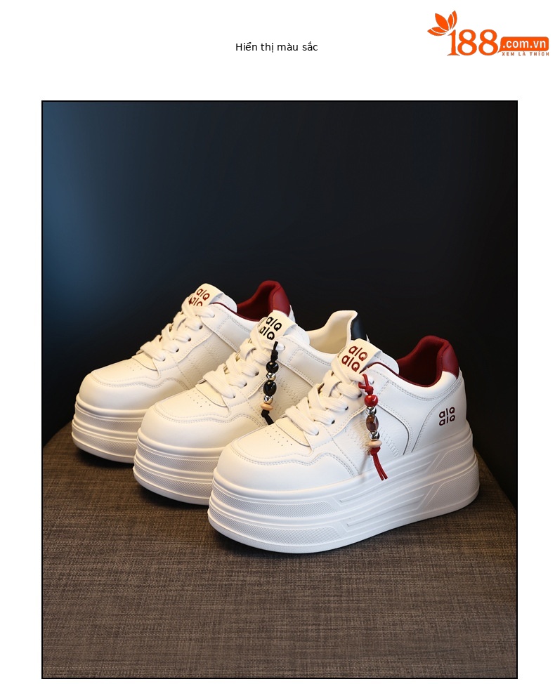 Giày sneaker nữ đế dày trắng siêu nhẹ tăng chiều cao HY9856 — đen chi tiết 18