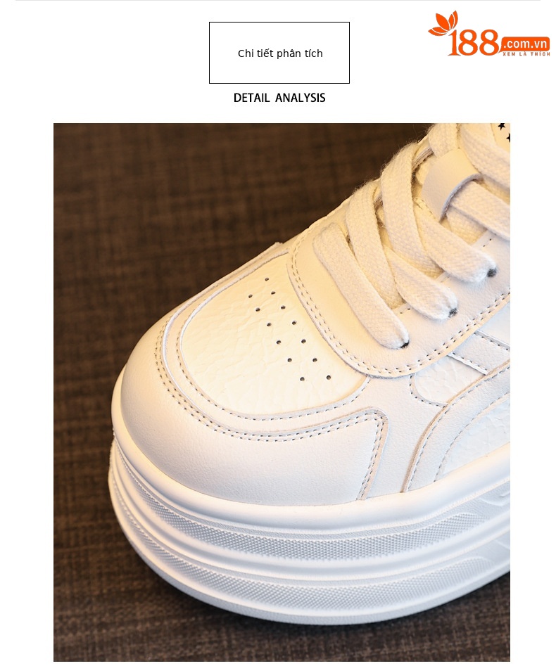 Giày sneaker nữ chunky đế dày tăng chiều cao HJ5005 — Màu be đen chi tiết 7