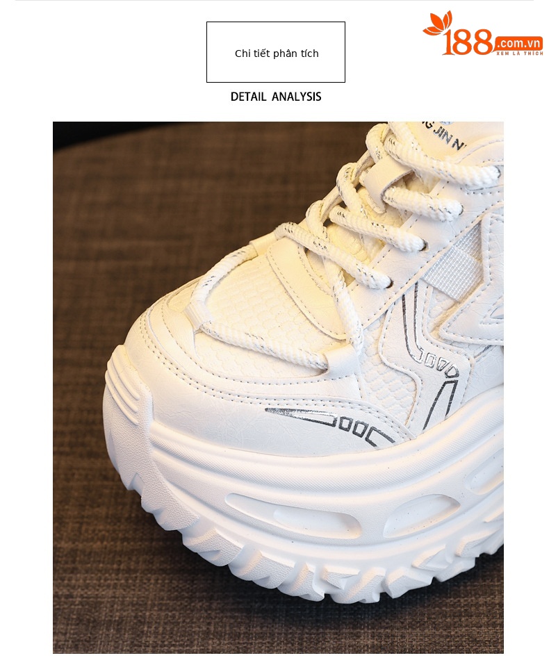 Giày sneaker chunky đế dày tăng chiều cao nữ, đế 9cm — đen chi tiết 6