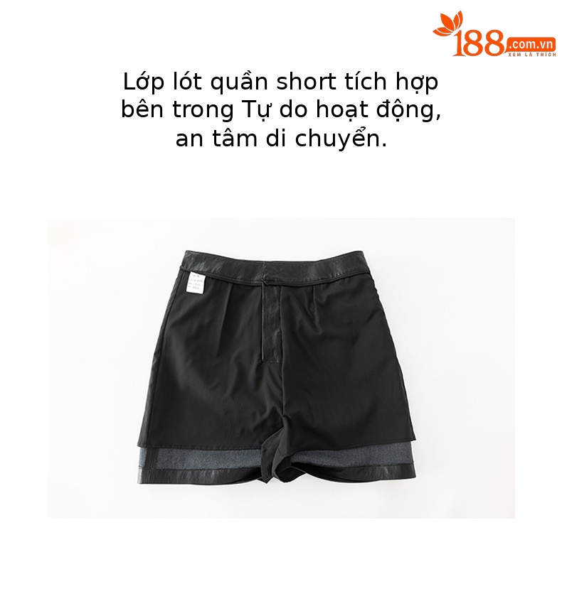 Váy chân váy bút chì da PU nữ cạp cao, đinh tán kim loại, dáng chữ A chống lộ — đen chi tiết 5