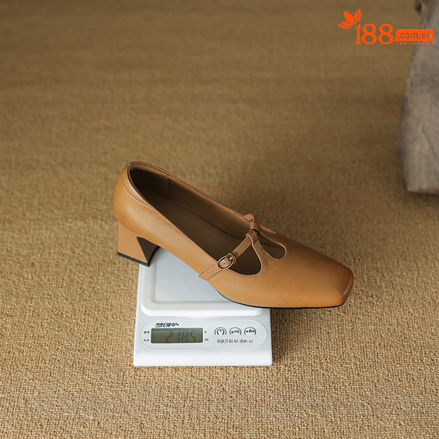 Giày Mary Jane nữ quai chữ T da bò gót vuông 5.5 cm — đen chi tiết 1