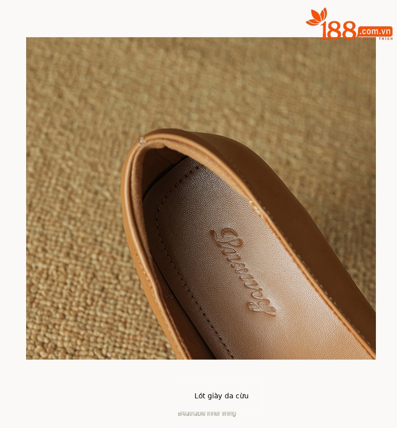 Giày Mary Jane nữ quai chữ T da bò gót vuông 5.5 cm — đen chi tiết 16