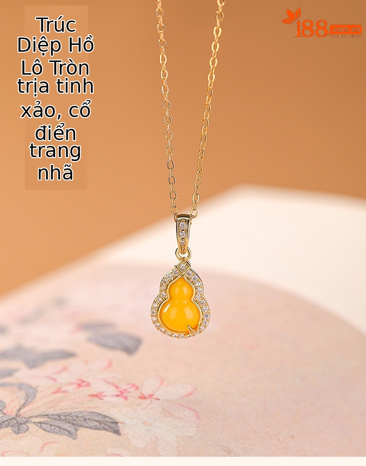 Mặt dây chuyền bạc S925 mạ vàng hình bầu lá tre phong cách retro — Mặt dây chuyền đơn (không bao gồm dây chuyền) chi tiết 2