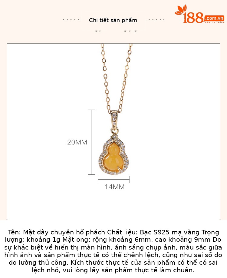 Mặt dây chuyền bạc S925 mạ vàng hình bầu lá tre phong cách retro — Mặt dây chuyền đơn (không bao gồm dây chuyền) chi tiết 3