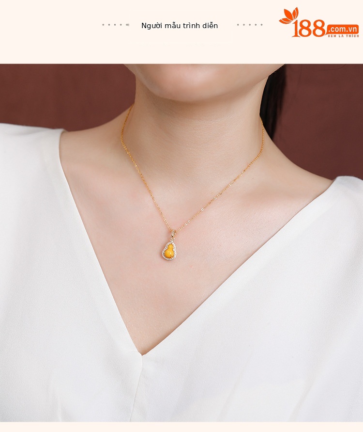 Mặt dây chuyền bạc S925 mạ vàng hình bầu lá tre phong cách retro — Mặt dây chuyền đơn (không bao gồm dây chuyền) chi tiết 4