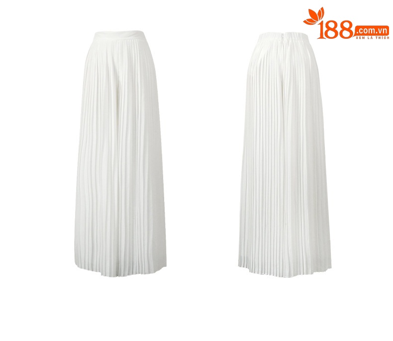 Quần ống rộng xếp ly cạp cao nữ phong cách mới — trắng chi tiết 3