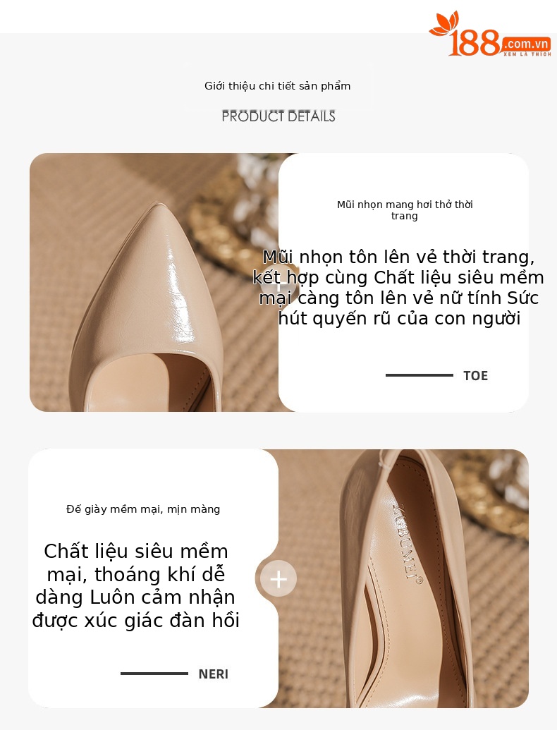 Giày cao gót mũi nhọn đế xuồng nữ kiểu Hàn Quốc — đen chi tiết 1