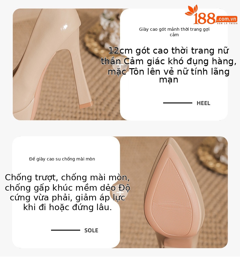 Giày cao gót mũi nhọn đế xuồng nữ kiểu Hàn Quốc — đen chi tiết 2