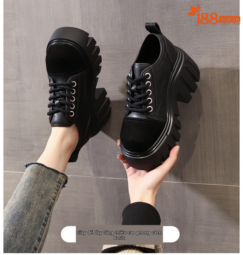 Giày loafer nữ đế xuồng platform tăng chiều cao 9 cm — màu nâu chi tiết 1
