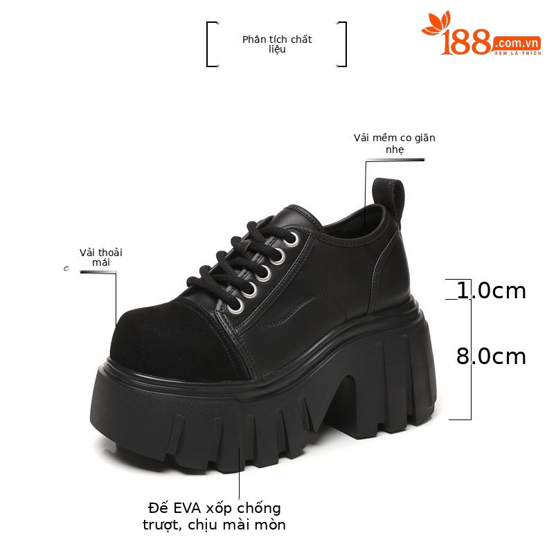 Giày loafer nữ đế xuồng platform tăng chiều cao 9 cm — màu nâu chi tiết 3