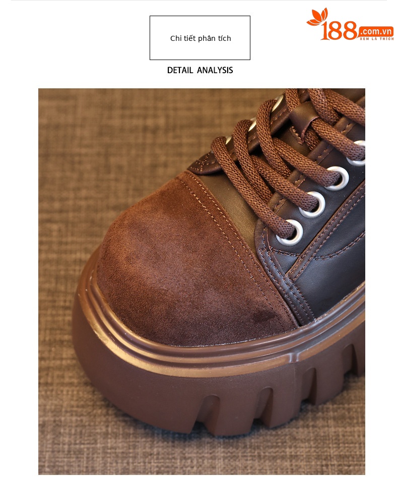 Giày loafer nữ đế xuồng platform tăng chiều cao 9 cm — màu nâu chi tiết 7