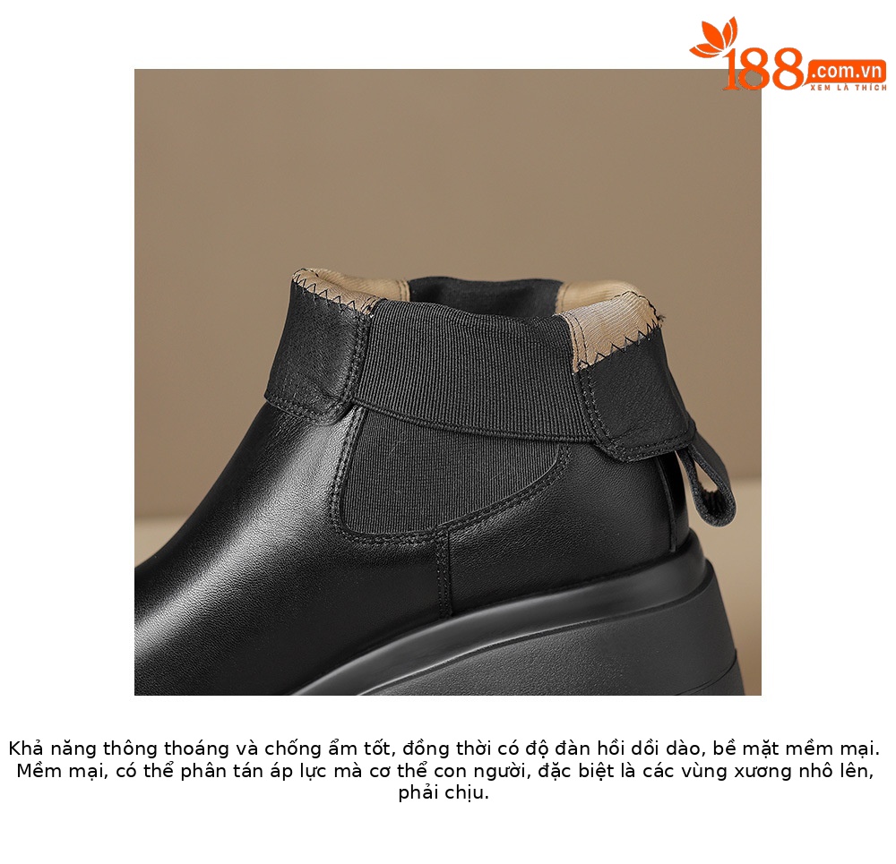 Boot Chelsea nữ da thật đế dày platform gót cao 9 cm mùa thu đông 2025 — Lớp lót đơn màu be, Lớp lót nhung đen, Lớp lót nhung màu be, Lớp lót đơn màu đen chi tiết 20