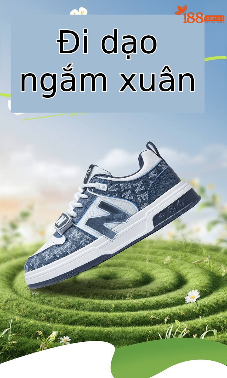 Giày sneaker nam cổ điển đa năng phong cách retro, đế êm thoáng mát — 598 trắng xanh chi tiết 3