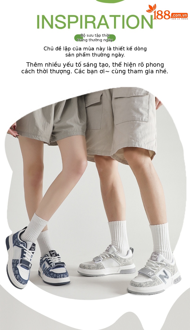 Giày sneaker nam cổ điển đa năng phong cách retro, đế êm thoáng mát — 598 trắng xanh chi tiết 4