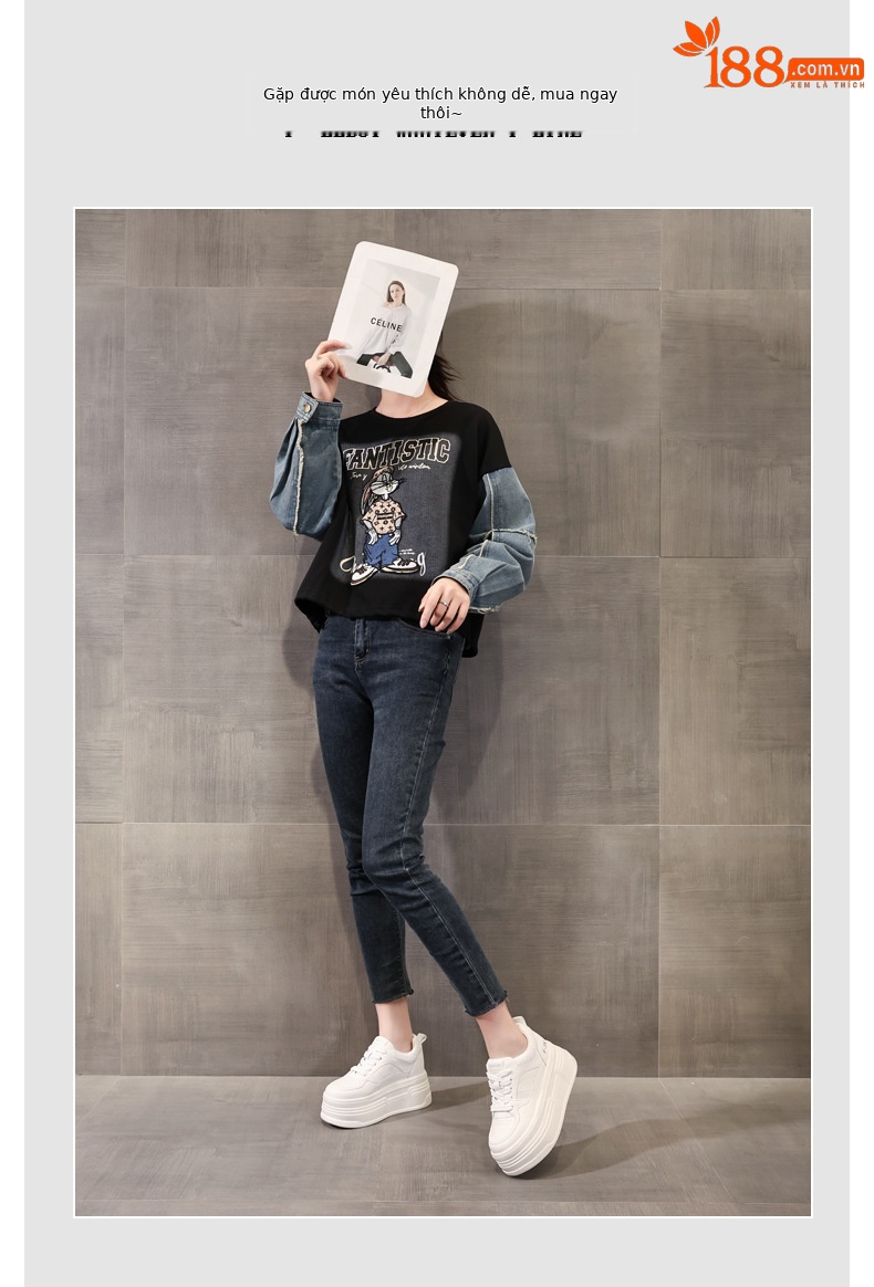 Giày sneaker nữ đế dày trắng đa năng HK9880 đế xuồng 8 cm — đen chi tiết 6